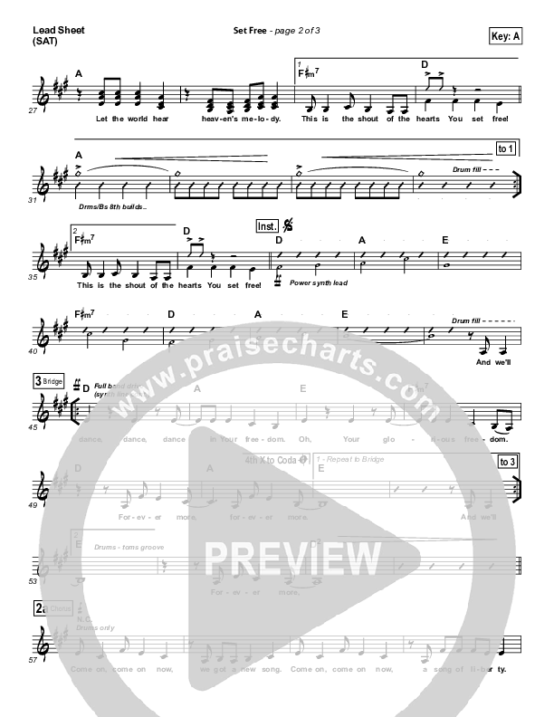 Set Free Lead Sheet (Chris Tomlin / Matt Redman / Passion)