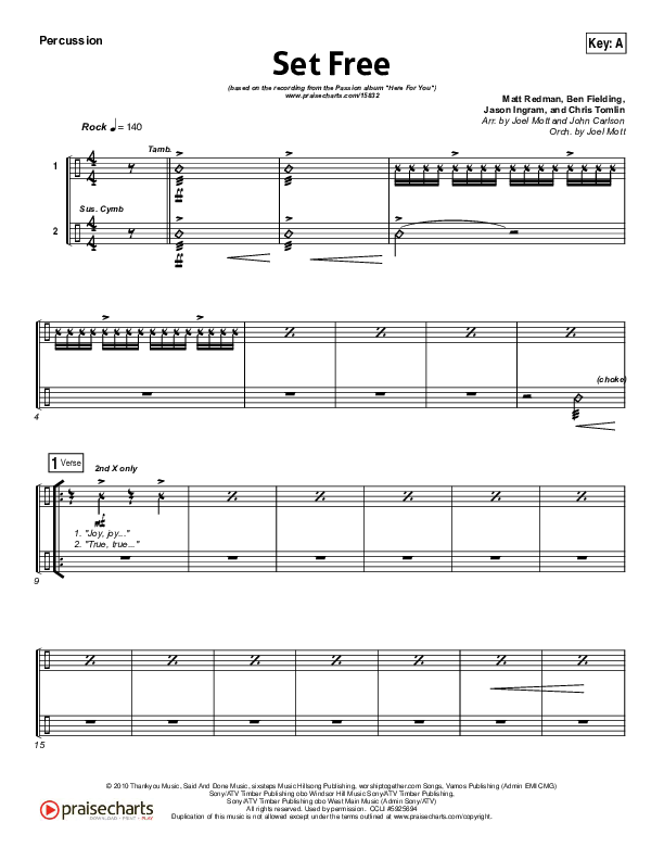 Set Free Percussion (Chris Tomlin / Matt Redman / Passion)