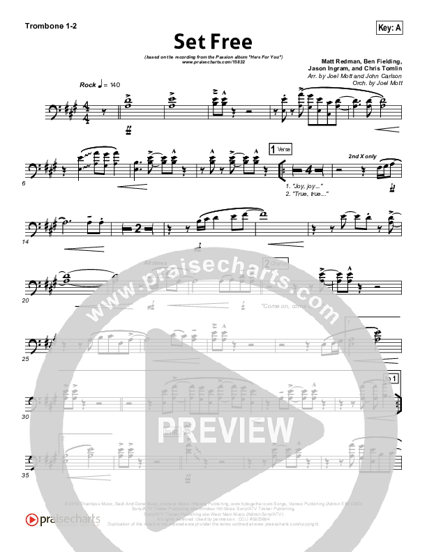 Set Free Trombone 1/2 (Chris Tomlin / Matt Redman / Passion)