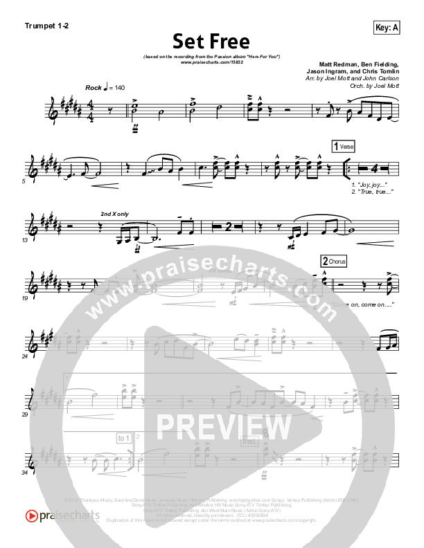 Set Free Trumpet 1,2 (Chris Tomlin / Matt Redman / Passion)
