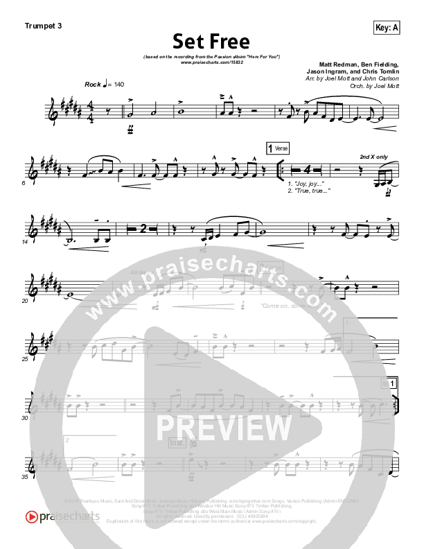Set Free Trumpet 3 (Chris Tomlin / Matt Redman / Passion)