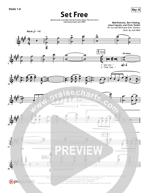 Set Free Violin 1/2 (Chris Tomlin / Matt Redman / Passion)