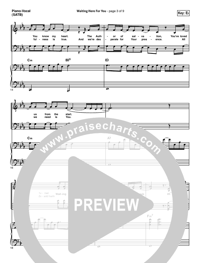 Waiting Here For You Sheet Music Pdf Christy Nockels Passion Praisecharts
