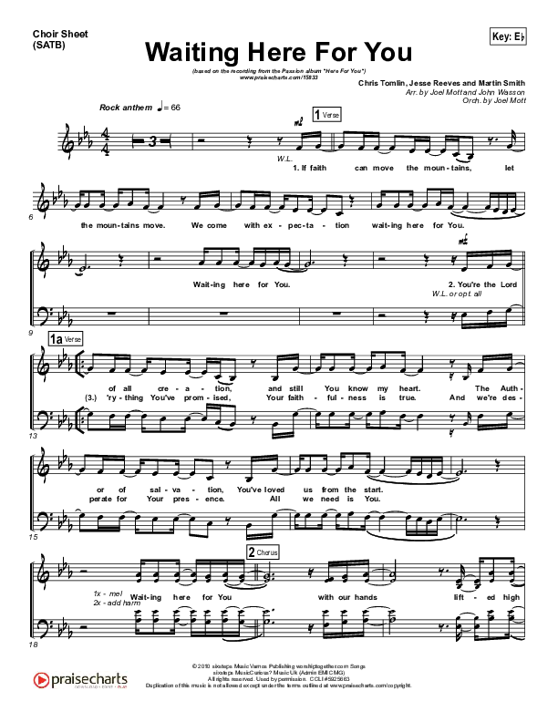 Waiting Here For You Choir Vocals (SATB) (Christy Nockels / Passion)