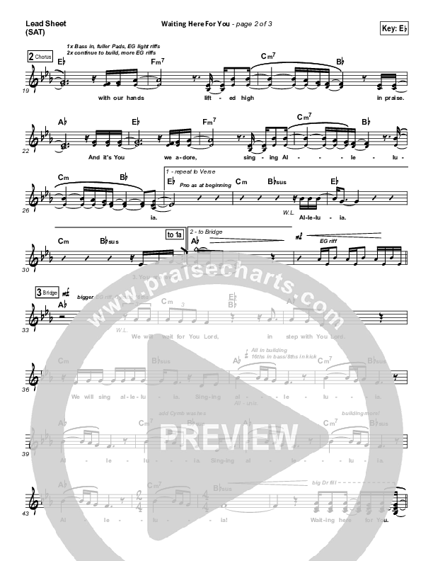 Waiting Here For You Lead Sheet (SAT) (Christy Nockels / Passion)