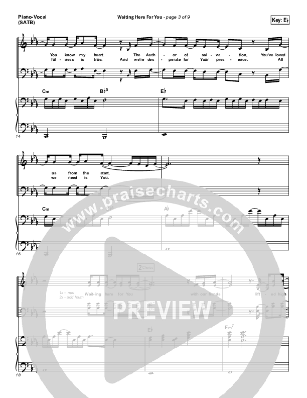 Waiting Here For You Piano/Vocal (SATB) (Christy Nockels / Passion)