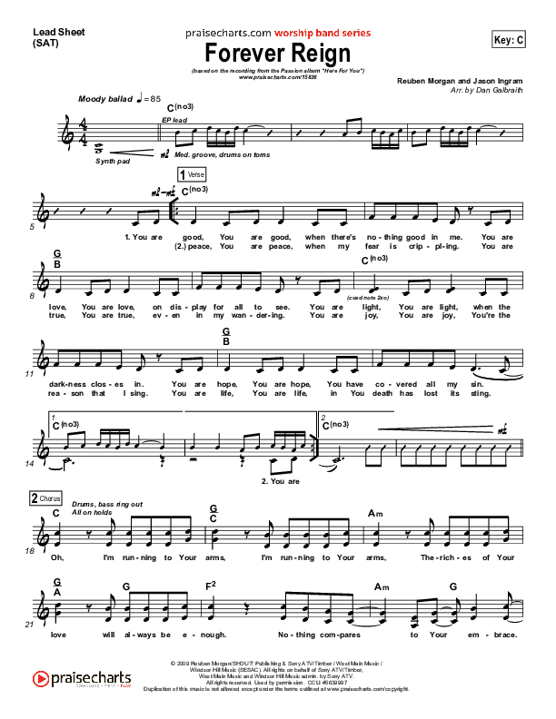 Forever Reign Lead Sheet (Kristian Stanfill / Passion)