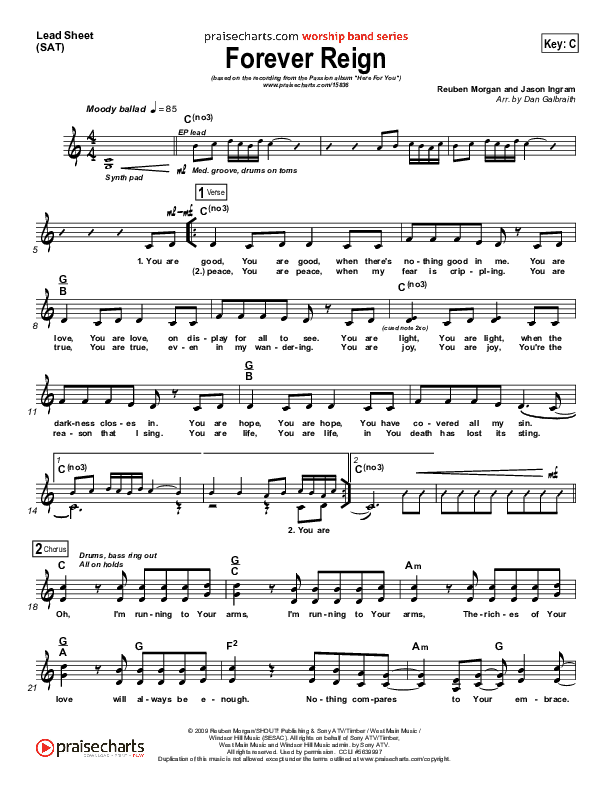 Forever Reign Lead Sheet (SAT) (Kristian Stanfill / Passion)