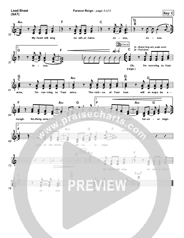 Forever Reign Lead Sheet (SAT) (Kristian Stanfill / Passion)
