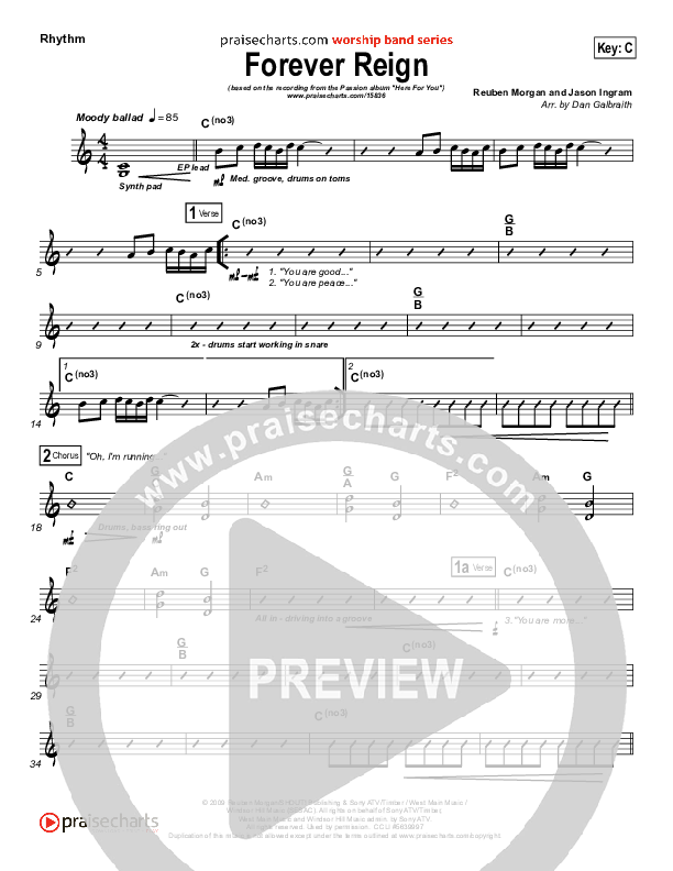 Forever Reign Rhythm Chart (Kristian Stanfill / Passion)