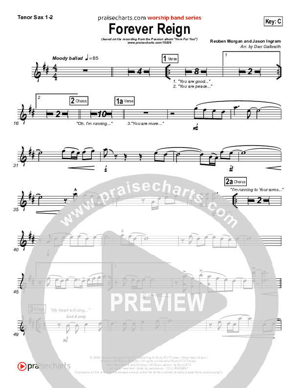 Forever Reign Tenor Sax 1/2 (Kristian Stanfill / Passion)