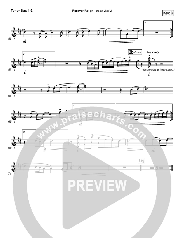 Forever Reign Tenor Sax 1/2 (Kristian Stanfill / Passion)