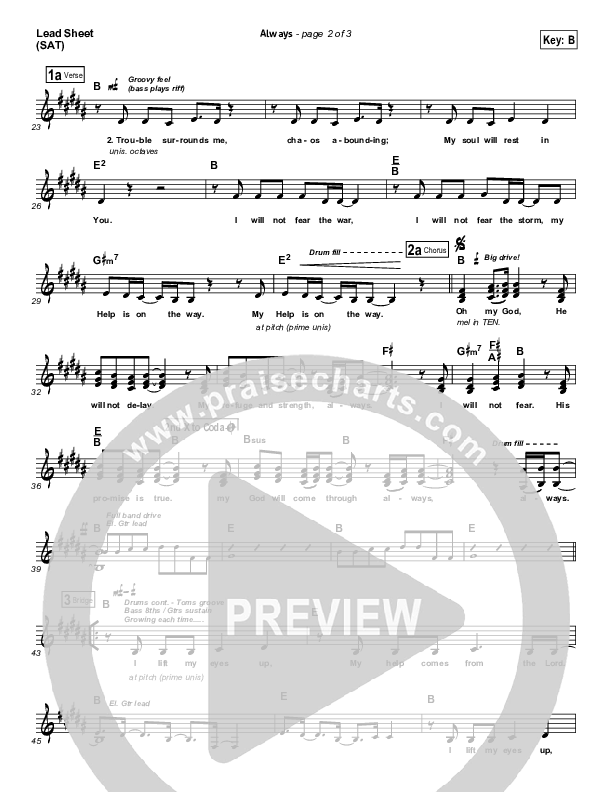 Always Lead Sheet (SAT) (Kristian Stanfill / Passion)