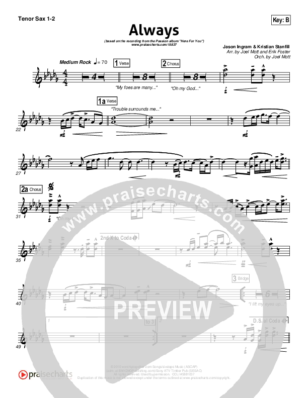 Always Tenor Sax 1/2 (Kristian Stanfill / Passion)