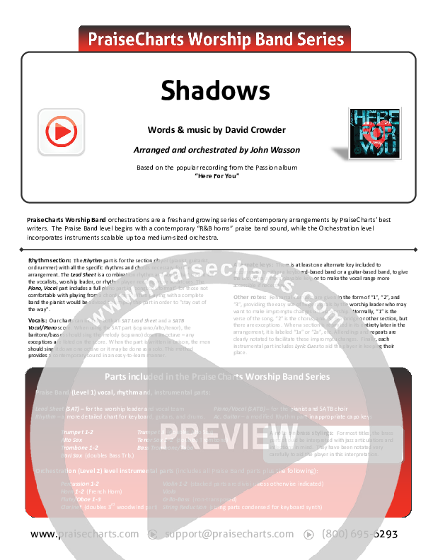 Shadows Cover Sheet (David Crowder / Passion)