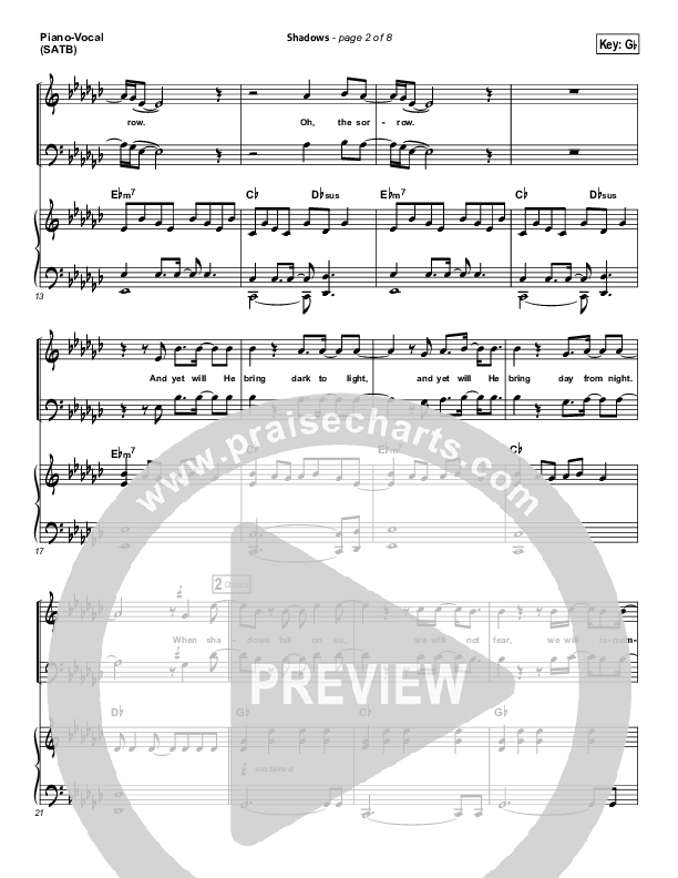 Shadows Piano/Vocal (SATB) (David Crowder / Passion)