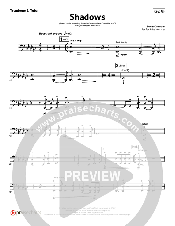 Shadows Trombone 3/Tuba (David Crowder / Passion)