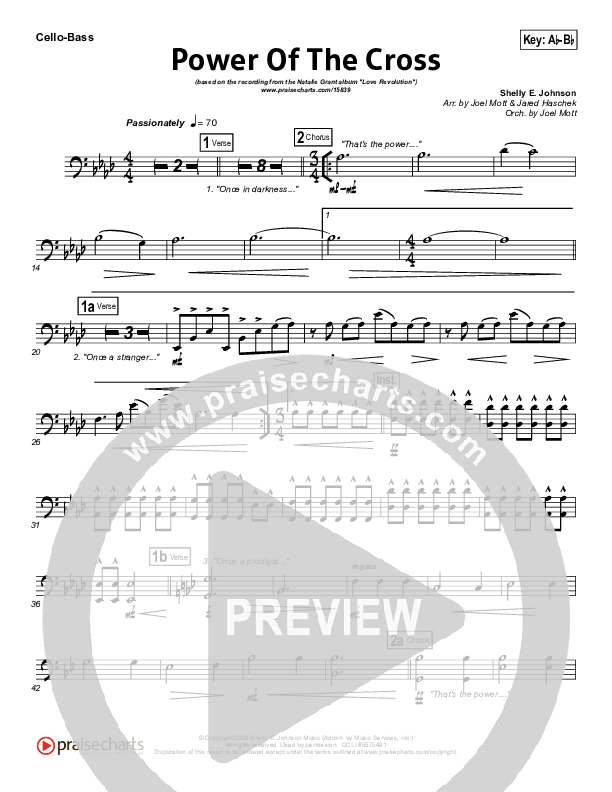 Power Of The Cross Cello/Bass (Natalie Grant)