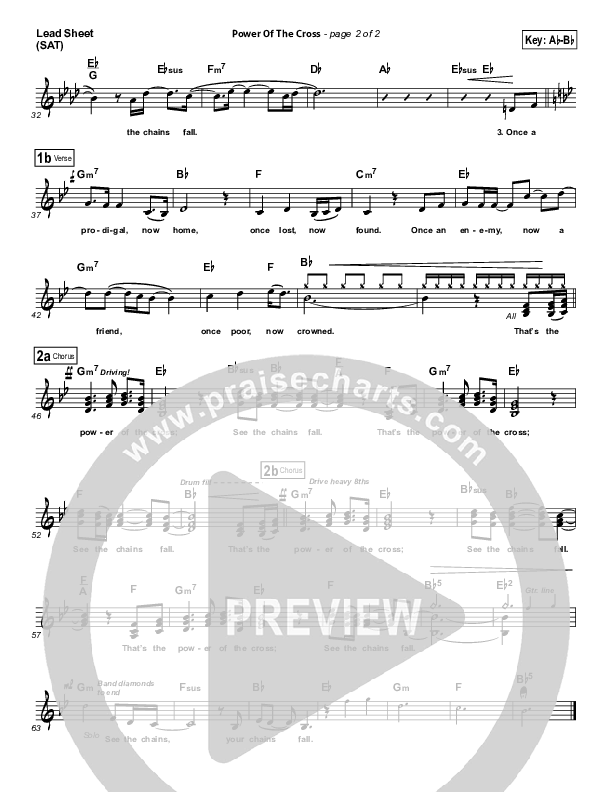 Power Of The Cross Lead Sheet (SAT) (Natalie Grant)