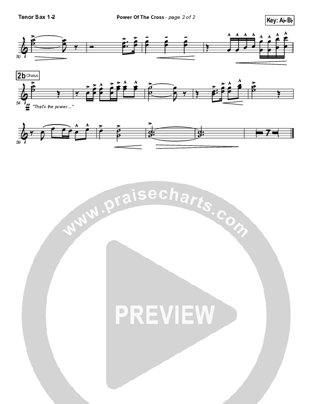 Power Of The Cross Tenor Sax 1/2 (Natalie Grant)