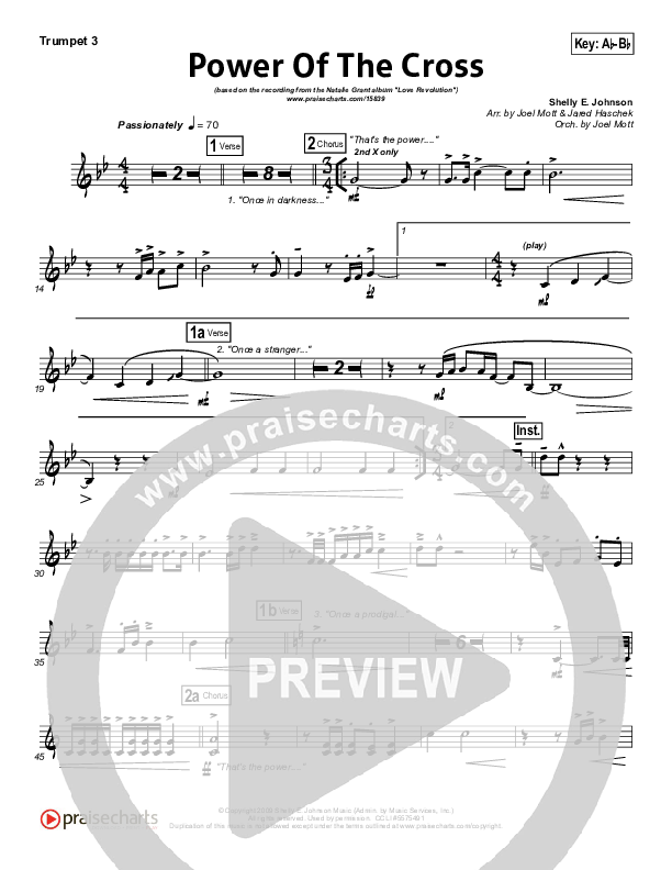 Power Of The Cross Trumpet 3 (Natalie Grant)