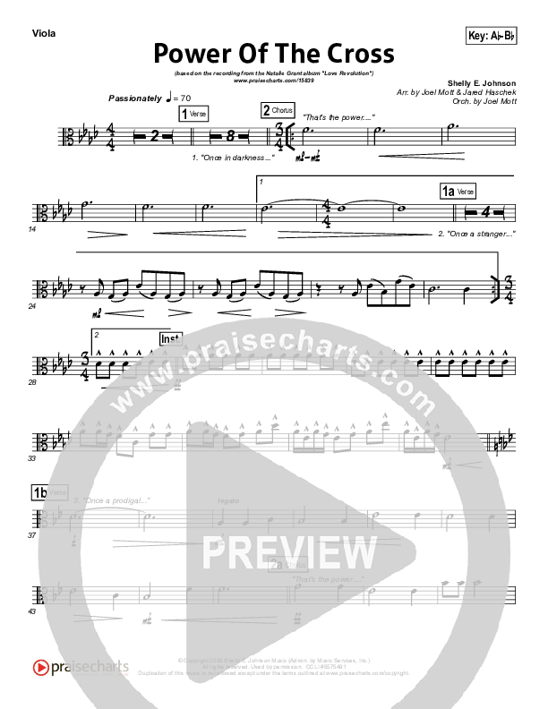 Power Of The Cross Viola (Natalie Grant)