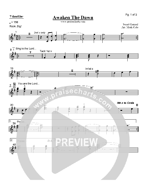 Awaken the Dawn Tenor Sax/Clarinet (Delirious)