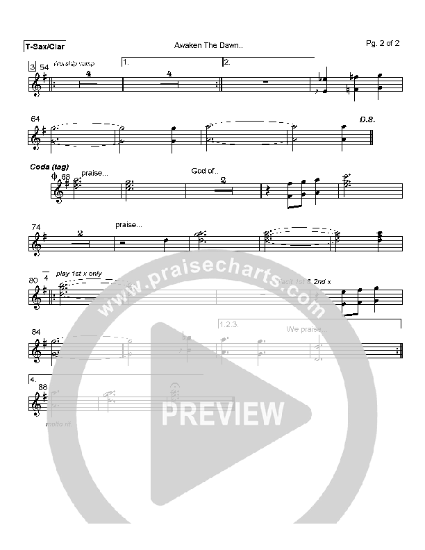 Awaken the Dawn Tenor Sax/Clarinet (Delirious)