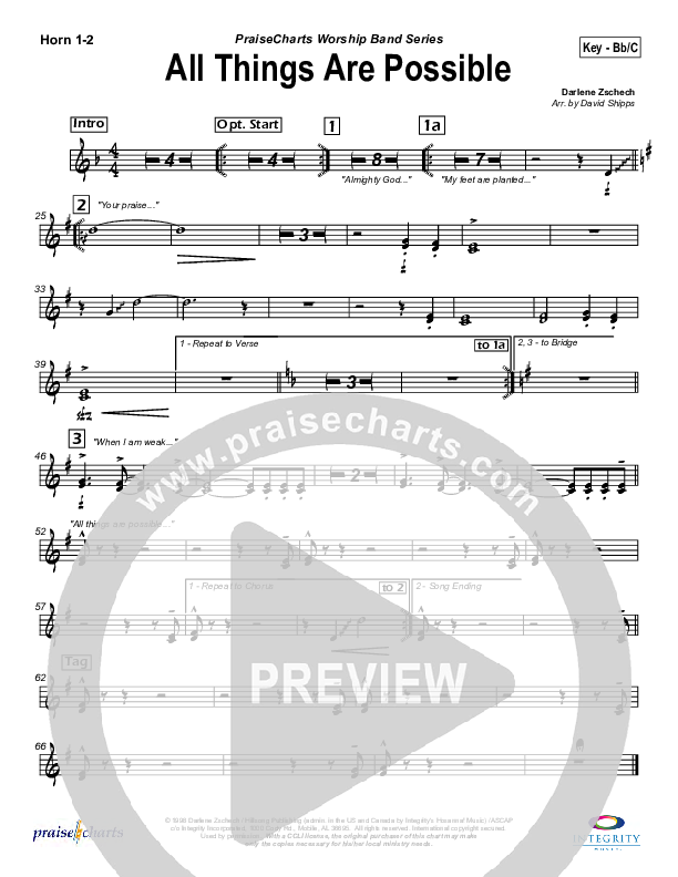 All Things Are Possible French Horn 1/2 (Hillsong Worship)