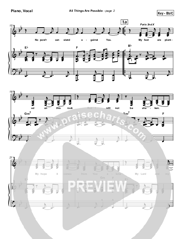 All Things Are Possible Piano/Vocal (Hillsong Worship)