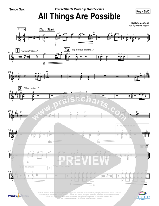 All Things Are Possible Tenor Sax 2 (Hillsong Worship)