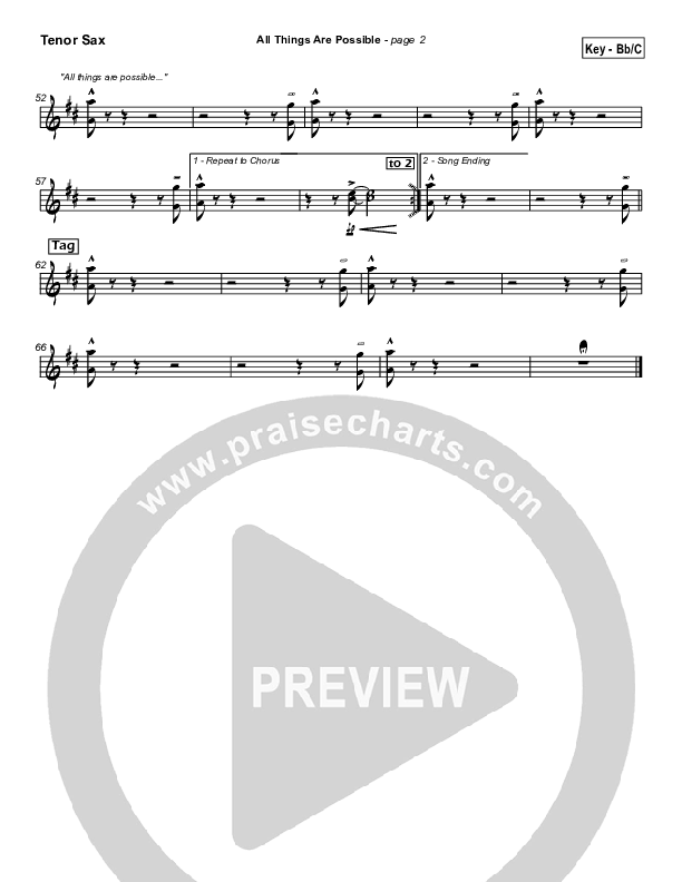 All Things Are Possible Tenor Sax 2 (Hillsong Worship)