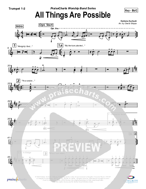 All Things Are Possible Trumpet 1,2 (Hillsong Worship)