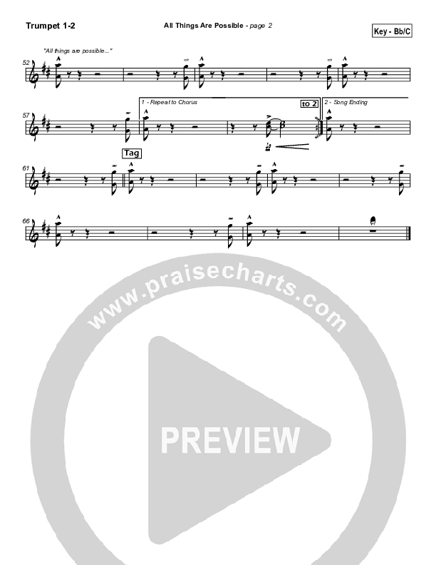 All Things Are Possible Trumpet 1,2 (Hillsong Worship)