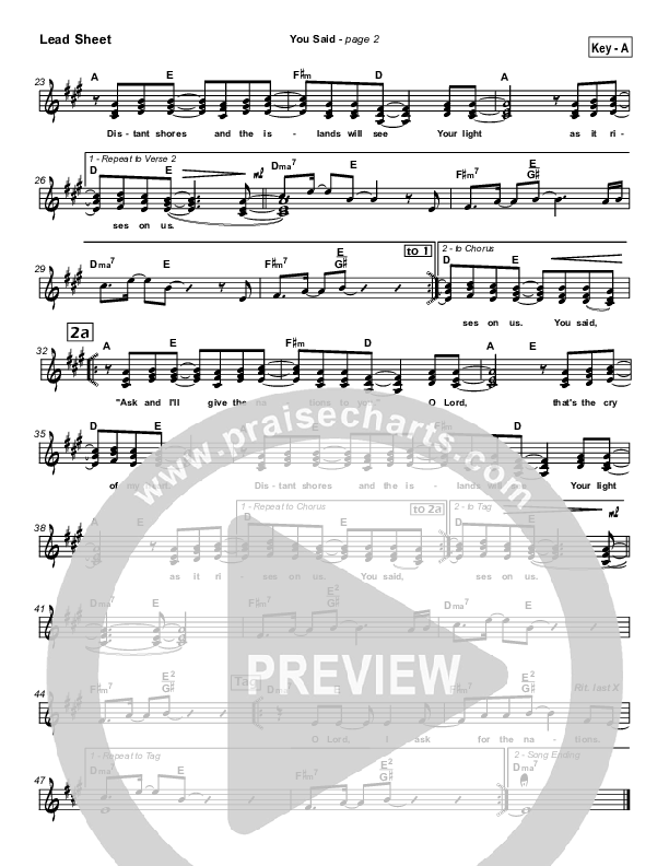 You Said Lead Sheet (Hillsong Worship)