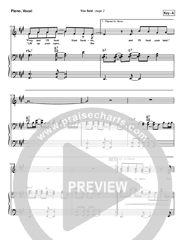 You Said Piano/Vocal (Hillsong Worship)