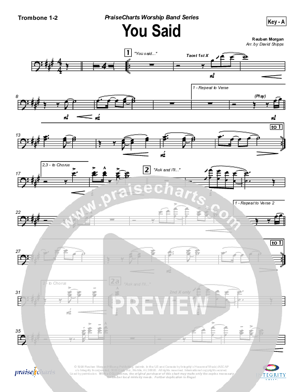 You Said Trombone 1/2 (Hillsong Worship)