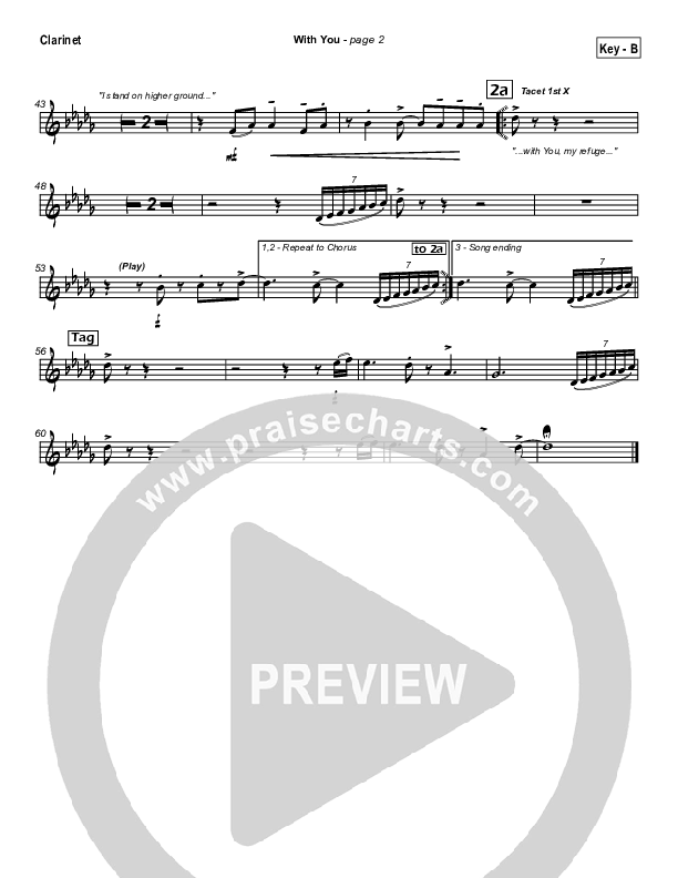 With You Clarinet (Hillsong Worship)