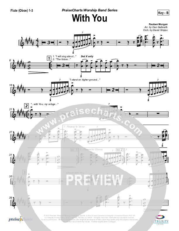 With You Flute/Oboe 1/2/3 (Hillsong Worship)
