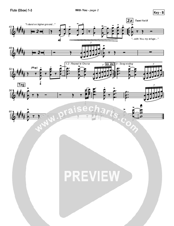 With You Flute/Oboe 1/2/3 (Hillsong Worship)