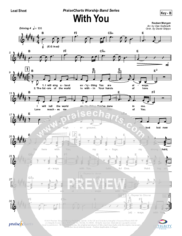 With You Lead Sheet (SAT) (Hillsong Worship)