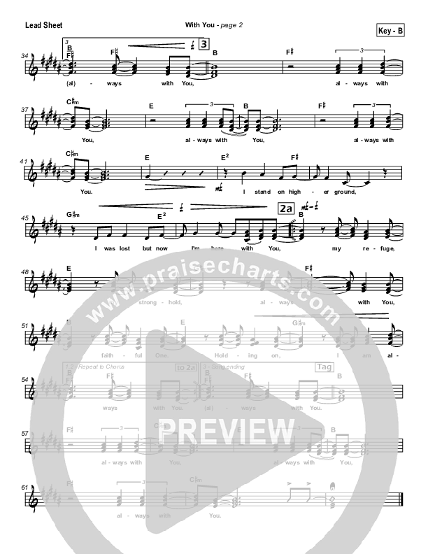 With You Lead Sheet (SAT) (Hillsong Worship)