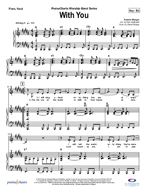 With You Piano/Vocal (Hillsong Worship)