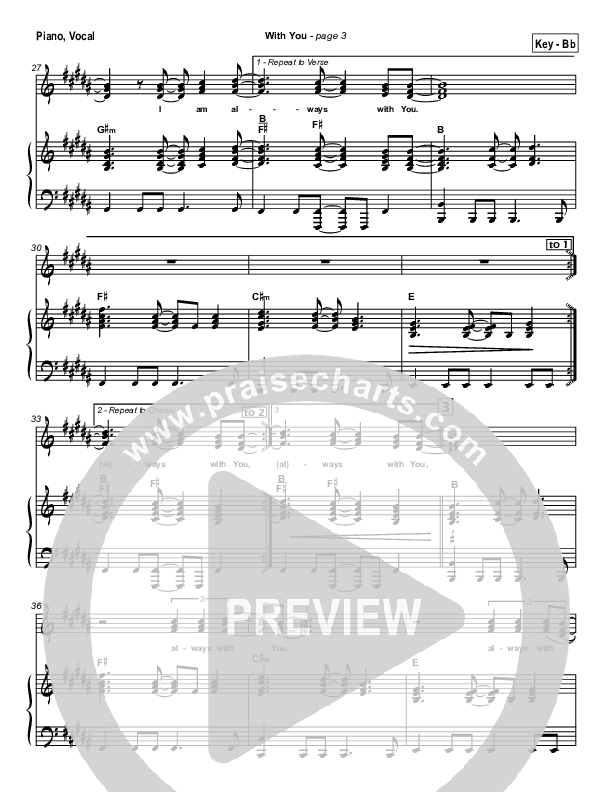 With You Piano/Vocal (Hillsong Worship)