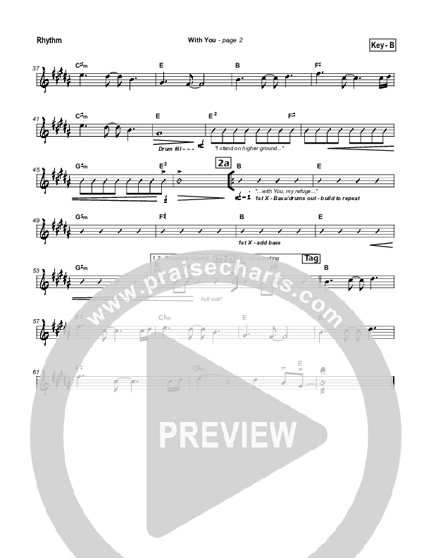 With You Rhythm Chart (Hillsong Worship)