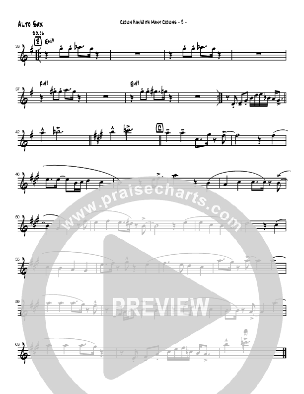 Crown Him With Many Crowns (Instrumental) Alto Sax (Brad Henderson)