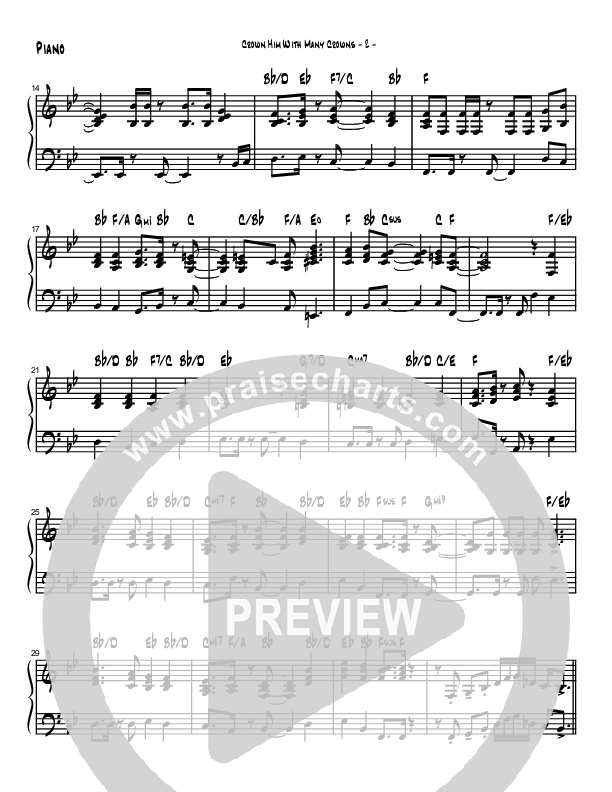 Crown Him With Many Crowns (Instrumental) Piano Sheet (Brad Henderson)