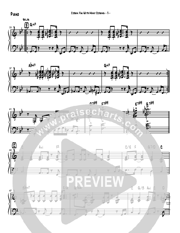 Crown Him With Many Crowns (Instrumental) Piano Sheet (Brad Henderson)