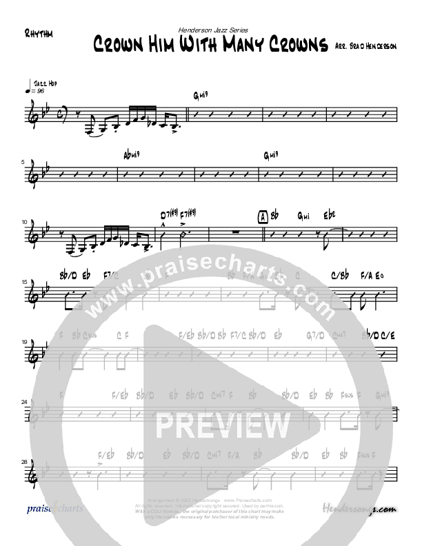 Crown Him With Many Crowns (Instrumental) Rhythm Chart (Brad Henderson)