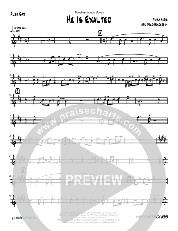 He Is Exalted (Instrumental) Alto Sax (Brad Henderson)